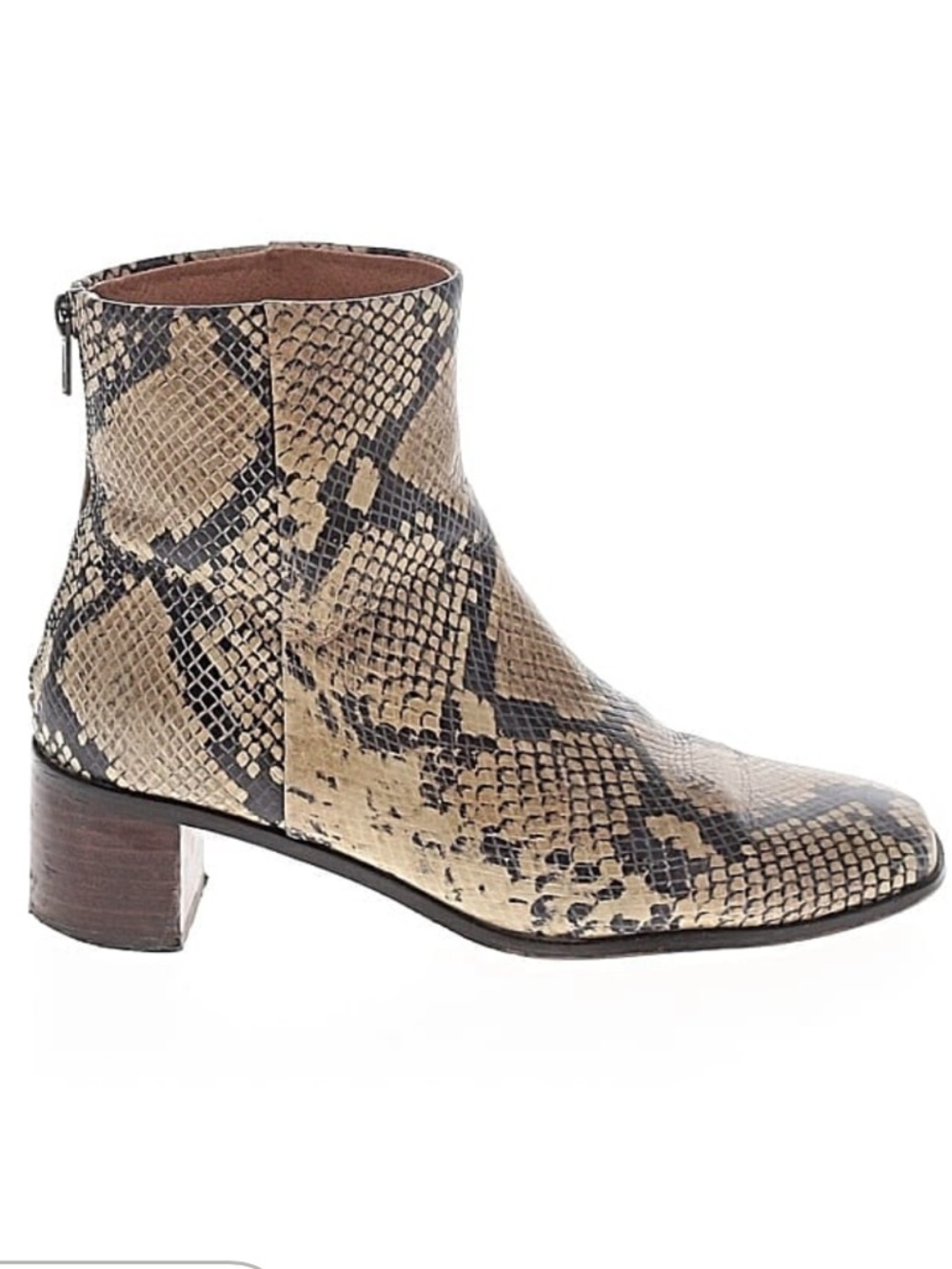 Madewell Snake-Print Ankle Boots in Beige and Black